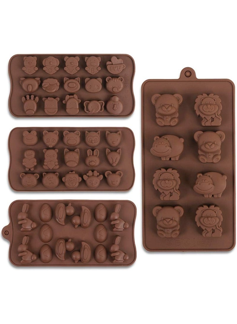 Diverse Animal Silicone Chocolate Making Molds, Food Grade Silicone for Chocolate, Candy, Ice Cube, Dog Treats. 4 Pcs - Image 1
